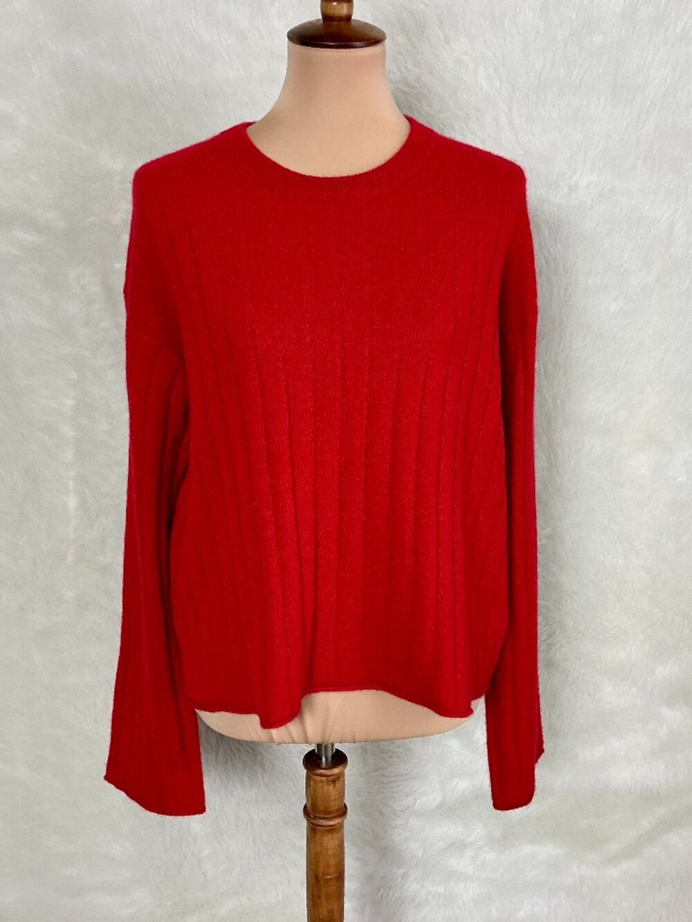 Velvet Graham & Spencer Red Ribbed 100% Cashmere Knit Sawtelle Sweater XL
